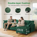 111.4" Cloud L Shaped Sectional Couch with Ottoman｜Modular Chenille Sofa with 29.1" Deep Seat｜FSC Solid Wood Frame｜Easy Assembly & 1YR Guarantee｜for Living Room Bedroom Apartment