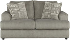 Signature Design by Ashley Soletren Contemporary Chenille Loveseat with 2 Accent Pillows, Gray