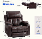 FLEXISPOT XL31-XL Oversized Power Lift Recliner Chair for Elderly, 27.4" Extra Wide Lay Flat Lift Chair with Massage & Heat, Dual Motor Electric Reclining Sofa for Big and Tall(Oversized, Pecan)