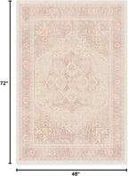 RUGGABLE Washable Area Rug – Kamran Soft Pink 4x6, Stain-Resistant, Non-Slip – Medium Machine Washable Rugs for Living Room, Bedroom, Hallway, Entryway & Office–with Cushioned Pad