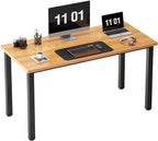 Need Computer Desk, 47 inch Home Office Desk, Modern Simple Style Home Office Gaming Desk, Basic Writing Table for Study Student, Black Metal Frame, Teak