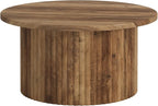 Tribesigns 31.5" Round Coffee Table, Farmhouse Circle Center Table with Sturdy Metal Base, Modern Accent Sofa Side Table for Living Room, Wooden Grain Veneer Top