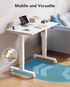 HUANUO Electric Small Standing Desk, 35" x 24" Whole Piece Desktop, Adjustable Height Computer Desk, 4 Height Memory Settings, Sit Stand Up Desk for Home Office, White
