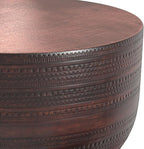 SIMPLIHOME Johnsen 30-inch Wide Metal Drum Coffee Table in Oil Rubbed Bronze, Boho-Style Cocktail Table for Living Room or Family Room, Assembled