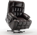 Large Power Lift Recliner Chair with Massage and Heat for Elderly,Overstuffed Wide Recliners,Breathable Leather with 2 Cup Holders,Dual OKIN Motor,Recline up to 180 Degrees