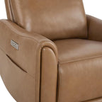 Watson & Whitely Genuine Leather Power Recliner Chairs for Adults, Swivel Glider Recliner Chair for Living Room with Charging Ports, Saddle