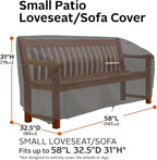 Classic Accessories Ravenna Water-Resistant 58 Inch Patio Sofa/Loveseat Cover,Small-Taupe, Patio Furniture Covers