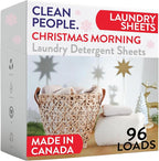 The Clean People Laundry Detergent Sheets - Laundry Soap - Ultra Concentrated, Recyclable Packaging, Stain Fighting - Christmas Morning (96 Count)
