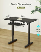 Casaottima Electric Standing Desk with Keyboard Tray, 40 Inch Height Adjustable, Sit Stand Table, Writing Computer Desk for Home, Office, Workstation, Black