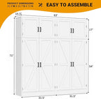 Unikito 71” Tall Storage Cabinet, Farmhouse Kitchen Pantry Cabinet with Adjustable Shelves and Barn Doors, Large Bathroom Storage Cabinet, Storage Cupboard for Dinning, Living Room, Office, 2 Pack
