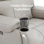 CHITA Large Power Zero Gravity Recliner Chair, Genuine Leather Recliner Chair for Adults with Adjustable Power Headrest and Hidden Slide-Out Cupholders, USB and Type-C Ports, Creamy Grey