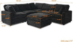 WJShome Cloud Couch Modular Sectional Sofa,100.5" V Shaped Couch, Convertible Wide Seater with Ottoman, 6 Seater for Living Room Set,Covers Washable&Replaceable,Black