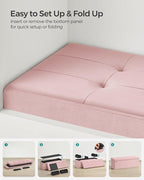 SONGMICS Mazie Collection - Storage Ottoman Bench, Foldable Foot Rest, 15 x 43 x 15 Inches, End of Bed Bench, Storage Chest, Load 660 lb, Living Room, Bedroom, Entryway, Jelly Pink ULSF277R01