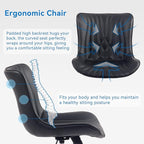 YOUNIKE Office Chair, Armless Desk Chair with Wheels, Home Office Computer Task Chairs, Modern Faux Leather Padded Vanity Chair, Adjustable Swivel Rocking Chair with Back, Black