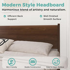 Queen Size Bed Frame with Farmhouse Headboard, Malaysian Oak Queen Bed Frame No Box Spring Needed, Platform Bedframe with 12 Slats Support, Easy Assembly, Antique Espresso