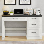 Vabches Farmhouse 47" Executive Desk, Computer Desk with Drawers and File Drawer, Workstation Computer Desk with Charging Station for Home Office, Study,Black.