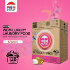 WBM Laundry Detergent Pods, Autumn Scent – 128 Pods in Recycleable Packaging for 10x Ultra Power Cleaning, Odor Defense for Activewear & Sports Shirts
