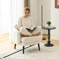 VINGLI 30.3" Wide Modern Barrel Accent Armchair with Track Armrest, Solid Wooden Legs, Comfy Upholstered Club Chair, Round Single Home Sofa for Living Room, Bedroom, Reading Room, Teddy Fleece White
