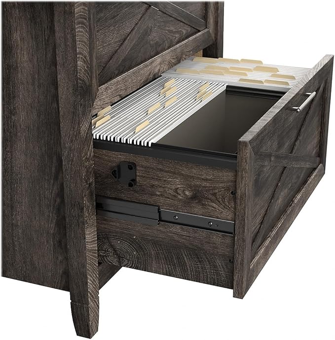 Bush Furniture Key West 54W Computer Desk with Storage and 2 Drawer Lateral File Cabinet in Dark Gray Hickory