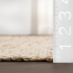 nuLOOM 9x12 Elfriede Jute & Cotton Hand Woven Area Rug, Natural, Solid Rustic Farmhouse Style, Weaved Design, Natural Fiber, For Bedroom, Living Room, Dining Room, Hallway, Office, Entryway