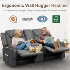 Loveseat Recliner Sofa, Gray PU Leather Double Recliner Loveseat with Console, Cup Holders, Storage & USB Ports, Ergonomics， Manual Reclining Sofa Couch for Living Room, RV
