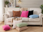 DEELAND Pack of 2,Double-Sided Faux Fur Plush Decorative Throw Pillow Covers Fuzzy Striped Soft Pillowcase Cushion Covers for Sofa Couch Bedroom Beige 24x24 inch