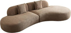 135.4" Oversized Curved Sofa, Modern Minimalist Comfy Sectional Couch, Upholsted Boucle Luxury Sofas Chaise, 6 Seater Modular Couches for Living Room Home Office Apartment((Right Facing,Camel)