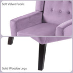 Accent Chair, Mid-Century Modern Velvet Fabric Chairs with Arms for Living Room, Comfy Upholstered Club Single Sofa Armchair for Bedroom Waiting Room with Solid Wood Frame (Velvet Purple, Set of 2)