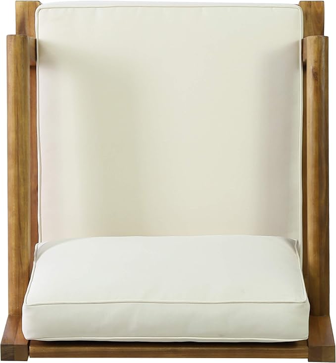 Christopher Knight Home Rossville Outdoor Club Chairs, Teak Finish + Beige