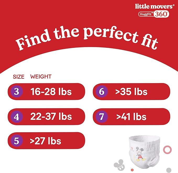 Huggies Size 3 Baby Diapers, Little Movers HuggFit 360° Baby Diapers with 360° Waistband, Size 3 (16-28 lbs), 76 Count, Packaging May Vary