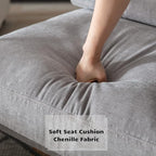 HEAH-YO Modern Accent Chair Set of 1, Upholstered Chenille Living Room Chair with Backrests, Comfy Reading Armchair for Bedroom, Gray