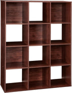ClosetMaid Cubeicals 12 Cube Storage Shelf Organizer Bookshelf, Stackable, Vertical or Horizontal, Easy Assembly, Wood, Dark Cherry Finish