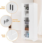 Tall Storage Cabinet, Bathroom Floor Freestanding Storage Cabinet with 2 Doors, 5 Shelves, and Adjustable Shelves for Bathroom, Office, Living Room, White