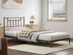 Metal Twin Size Headboard, Victorian Farmhouse Style Twin/Twin XL Headboard, Easy Assembly, Steel Headboard Only for Bedroom - Brown