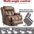 PARKOL Power Lift Recliner Chair for Elderly Breathable Leather Recliner Chair with Massage and Heat for People Limited Mobility (Ochre, Small)