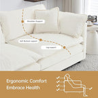 Modular Sectional Sofa, 76.7 Inch L-Shaped Cloud Sofa with Deep Seat Comfortable Chenille Sofa with Cushion Double Sectional Sofa for Living Room Apartment,White