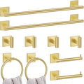 10 Pieces Brushed Gold Towel Bar Set, 23.6 Inch Bathroom Accessories Set SUS304 Stainless Steel Bathroom Hardware Set Towel Racks for Bathroom Wall Mounted.