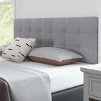 Giantex Linen Upholstered Headboard, Adjustable Width Button Tufted Headboard Only with Solid Wood Legs, Attach Frame, Rectangular Headboard for Queen Full Size Bed, Gray