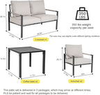 Sundale Outdoor 5 Pieces Patio Furniture Set, All-Weather Metal Outdoor Conversation Set with 6 Inch Cushions and Coffee Tables, Outdoor Furniture Set for Backyard, Balcony, Poolside, Light Grey