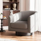 360° Swivel Accent Chairs, Modern Bucket Chair, Corduroy Barrel Armchair, Comfy Boucle Chair, Single Sofa for Living Room Bedroom. Dark Grey