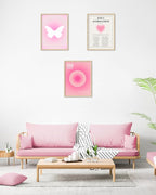 HesenDot Pink Motivational Canvas Wall Art,Unframed Daily Affirmations Prints, 12x16in Aesthetic Butterfly Poster,Unique Wall Decor for Women Girls Bedroom Study Dorm Office Home,3 Pack