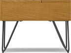SIMPLIHOME Hunter Small Lift Top Coffee Table - 36 inch Wide Solid Oak Veneer and Metal Industrial Cocktail Table in Oak, Living Room Table with Hidden Storage, 2 Cubbies, and Hairpin Legs