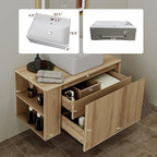 Bathroom Vanity, Natural Color Wall-Mounted Bathroom Vanity with Hidden Drawer (Nature with Sink, 36")