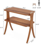 Tribesigns Walnut Side Table Set of 2, Narrow End Table with 2-Tier Storage Shelf and Solid Wood Legs, Slim Modern Bedside Table Nightstand for Living Room, Bedroom, Small Spaces (2)