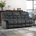 CANMOV Manual Reclining Sofa, 3 Seat Recliner Sofa with Armrest and Overstuffed Backrest, Couch Set for Living Room, Bedroom, Office, Grey