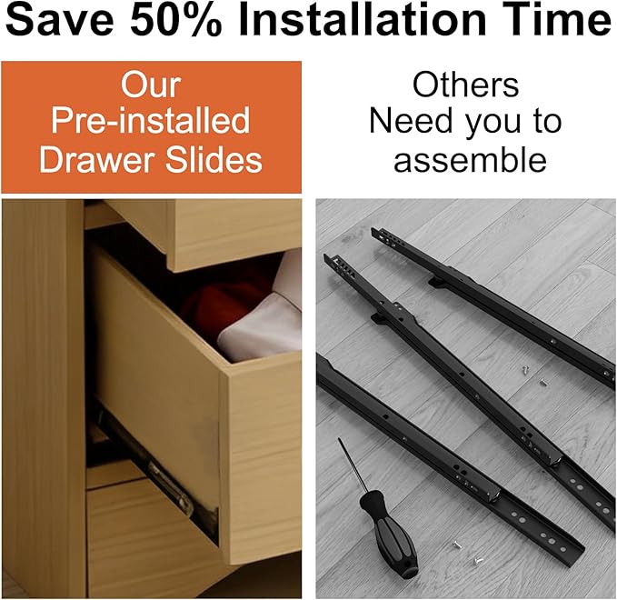 Wood Dresser, Modern 6 Drawers Dressers & Chest of Drawers with Pre-installed Slide&Curved Profile Design, 47" Wide Closet Clothes Storage Dressers Organizer for Bedroom Living Room Hallway, Oak