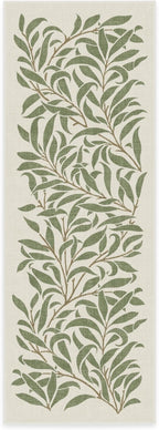 RUGGABLE x Morris & Co Machine Washable Runner Rug – Pure Willow Boughs Green 2.5x7, Stain-Resistant, Non-Slip – Washable Rug for Hallway, Entryway, Living Room & Kitchen–with Standard Pad