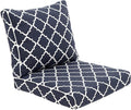 Outdoor Cushion Set for Patio Furniture Deep Seat Chair Cushions Weather Resistant Sofa Chair Pad, 24.4x23.6 Inch, Blue Diamond