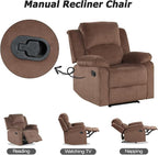 CANMOV Manual Recliner Chair Set of 2, Soft Fabric Overstuffed Recliner Single Sofa Chair for Living Room Bedroom, Heavy Duty and Safety Reclining Mechanism, Light Brown
