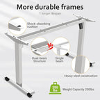 farexon Electric Standing Desk Adjustable Height, 63x24 Inches Computer Desk with Rolling Wheels, Dual-Beam Frame,Mouse Pad,Spliced Table Tops,Multifunctional Stand up Desk for Home/Office(Oak Gray)